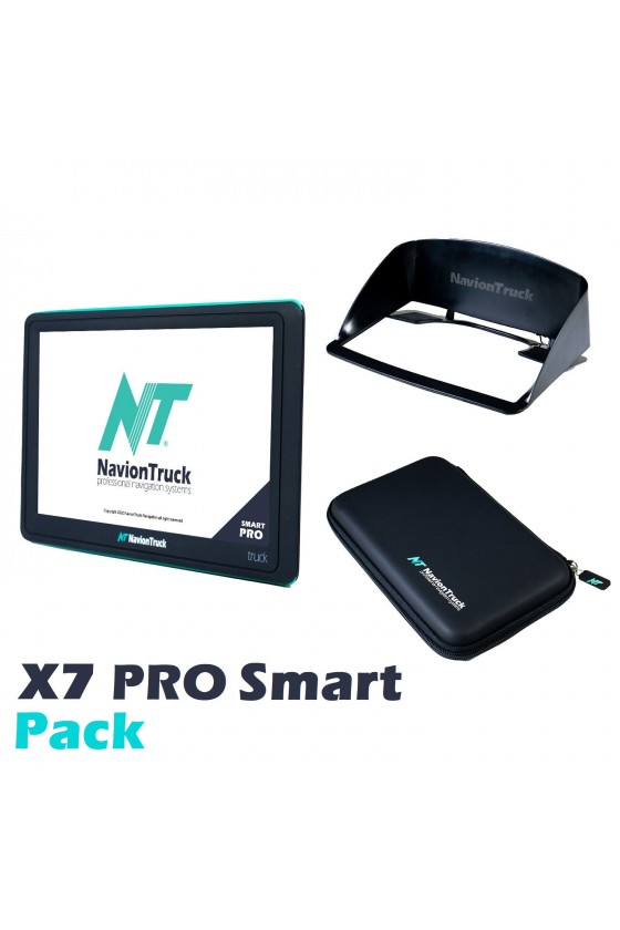 GPS for Professional Lorry - Pack Navion X7 Truck PRO Smart + Visor + Case + Tempered Glass